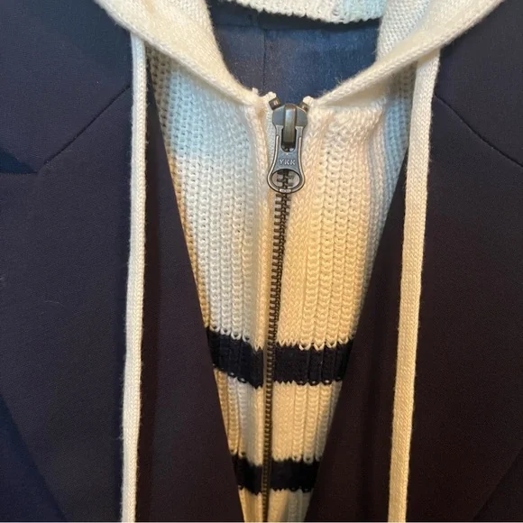 EVEREVE Navy White Removable Dickey 2 Button Dawson Blazer Sz XS Like New Preppy - Picture 6 of 15